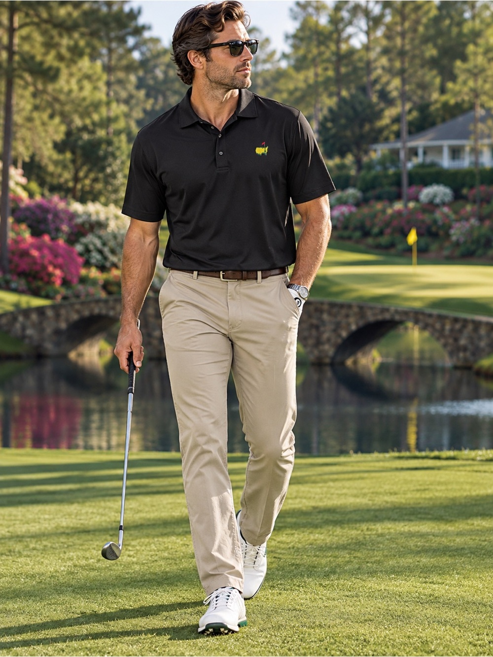 Masters Tech Augusta National Masters Golf Performance Polo Black XXL #405